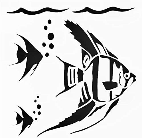 Angelfish Reusable Sturdy Stencil Clear Custom Cut Plastic Sheet Template Cutout Sign DIY Supplies for Airbrush Painting Drawing 1-5.5x5.5 inch