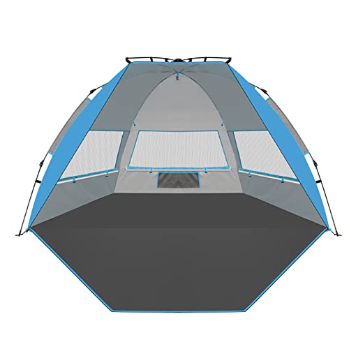 TAGVO Strandmuschel, UV-Schutz Strandzelt, Tragbare Pop-Up Zelte, Unterstände für den Strand, Sonnenschutz Gute Belüftung 4 Personen Sonnenschutzzelt Camping Unterstände