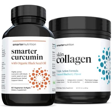 SMARTERNUTRITION Curcumin - Potency and Absorption + Smarter Skin Collagen - Triple Action Formula for Vibrant, Healthy Skin Cover