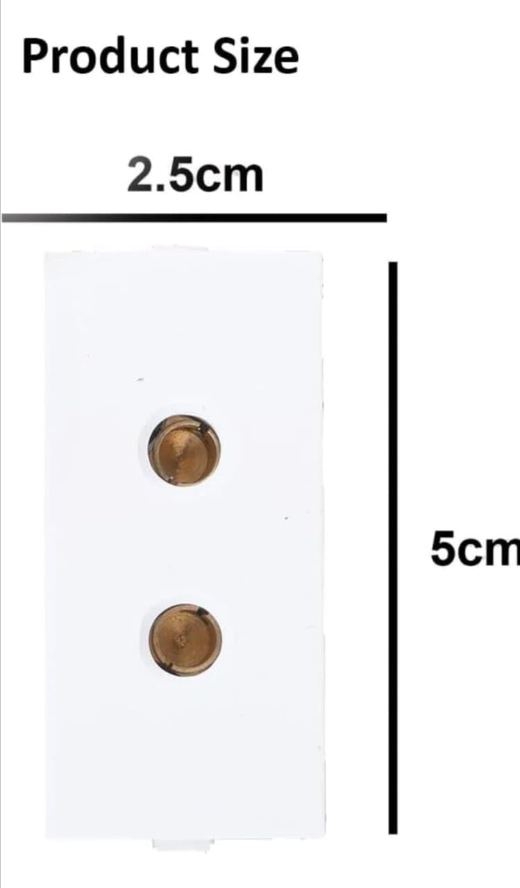 SEER 2 Pin Socket modular 6A 240V AC (Socket 2 PIN) Electrical Switch Socket, Electrical Accessories for Home and Offices White