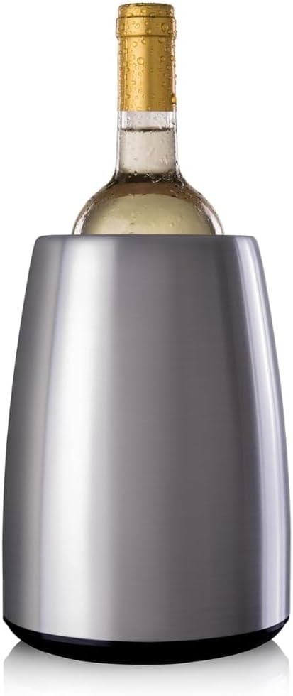 Vacu Vin Wine Cooler Hexo – Sand – Modern Active Wine Bottle Chiller with Removable Cooling Sleeve – Geometric Design – Reusable, Ice-Free Cooler – Fits Standard Bottles – Tabletop Wine Accessory