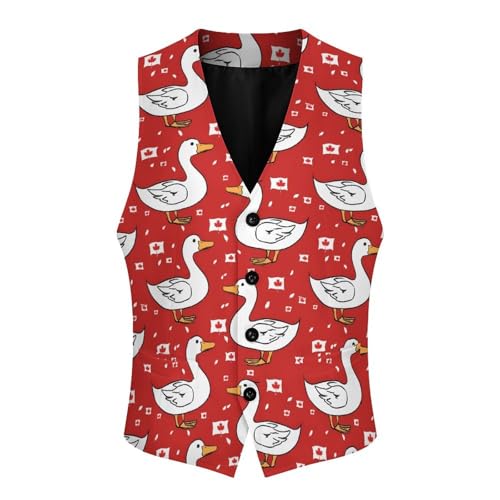 Ducks Canada Flag Novelty Men's Suit Vest Casual Formal Dress Vests Business Waistcoat3