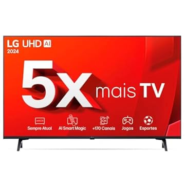 Smart TV 4K 43" LG UHD 43UT8000 Processador α5 Ger7 AI Alexa/Chromecast integrado Otimizador de Jogos webOS 24 compatível com Controle Smart Magic
