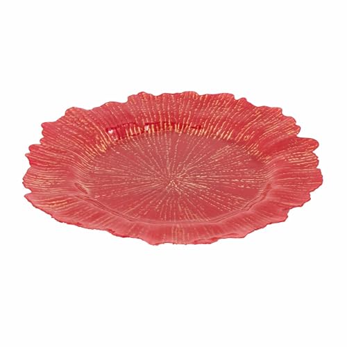 Platos cargadores plásticos rojos 13" pack x4 miniatura 6