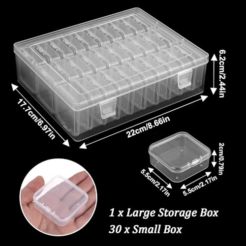 Image of simarro 30 Pcs Bead Organizer Box, Plastic Bead Storage Containers with Hinged Lids, Mini Storage Box for Jewelry Making Beading Nails Screws Small Parts