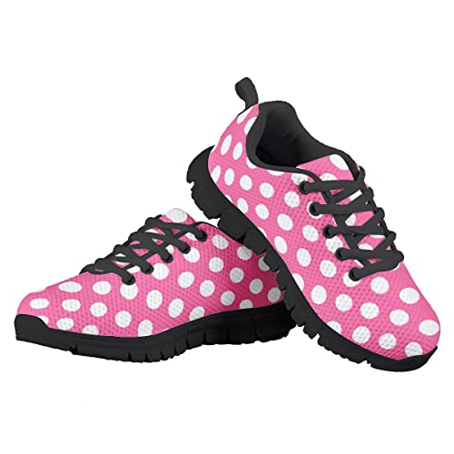 AmzPrint Unisex-Child Casual Black and White Polka Dot Print Sneakers Vintage Breathable Athletic Big Boys Sneakers Size 13