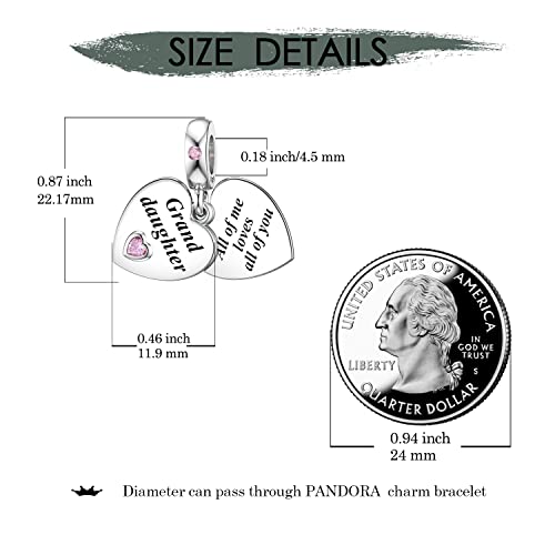 Jiayiqi Gifts For Granddaughter, Granddaughter Charms For Pandora Charms Bracelet 925 Sterling Silver Heart Shape Love Charms With Cubic Zircon For Women Girls Birthday Christmas Gift #TOP4