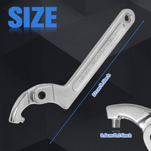 Image of Adjustable C Spanner Hook Wrench Tool with Round Head, 1 1 /4-3 Inch (32-76mm) Capacity, Pin Spanner Nut Wrench Tool for Machine Tools, Vehicles, Mechanical Equipments, Chrome-Vanadium Steel