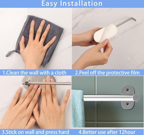 Image of ACHRO Pack of 2 Self Adhesive and Wall Mount Matt Black Stainless Stell Toilet Paper Holder with Mobile Stand, Tissue Paper Holder with Stand, Black Bathroom Accessories