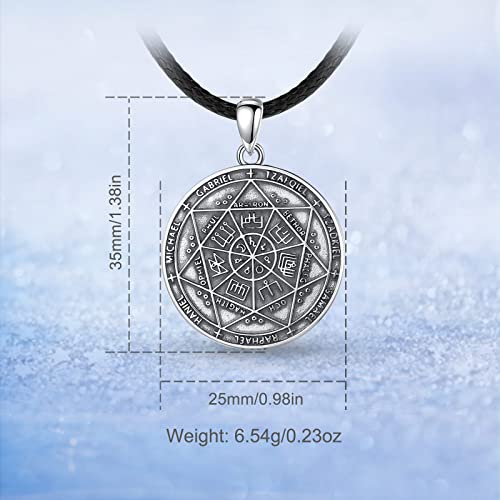 Vito 925 Sterling Silver Seal Of Seven Archangels Necklace For Men, St Michael Pendant, Medallion Spiritual Protection Amulet Healing Talisman Jewelry For Women Boys Husband, 24 Inch #TOP3