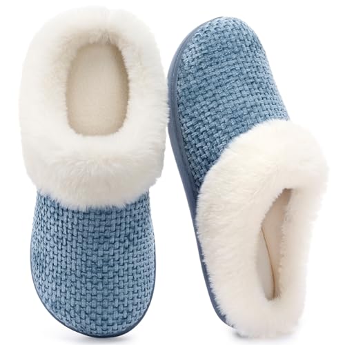 Image of ULTRAIDEAS Women's Breathable House Slippers with Memory Foam, Lightweight Cotton Blend Lining, Indoor Outdoor Slip On Design, Non Slip Rubber Sole for Bedroom, Machine Washable