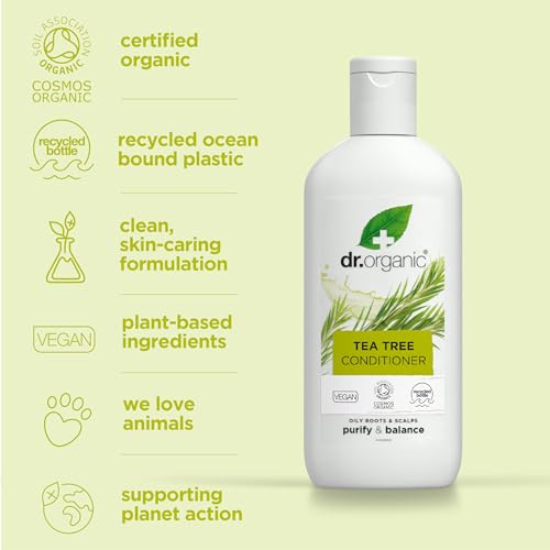 Dr Organic Tea Tree Conditioner, Purifying, Oily Roots & Scalps, Mens, Womens, Natural, Vegan, Cruelty-Free, Paraben & SLS-Free, Certified Organic, 265ml, Packaging may vary - Image 6