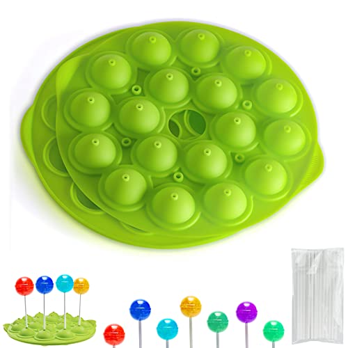 Cake Pop Formen Silikon Cake Pop Backform, BPA-frei Lollipop Candy Formen, 18 Runde Formen Lollipop Form für Party Urlaub Backen Cupcake Chokolade und DIY Süssigkeit Cover