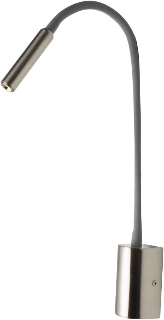 3W LED Indoor Wall Lamp Show Picture Light Fixture with Rocker Switch,Flexible Pipe Spotlight,Bedroom Bedside Reading Lighting,Nickel Finish Wall Sconce Light,3000K(2 Packs)