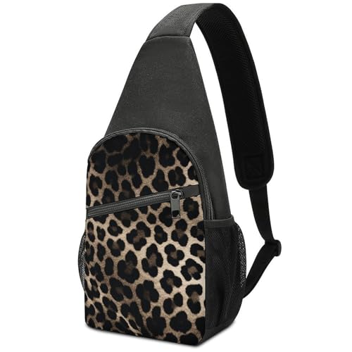 Bolso bandolera estampado leopardo negro liviano para hiking miniatura 1