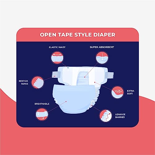 Image of JOYFIX Adult Diapers | Tape Style | Waist Size 96-137 cm (38 inch-54 inch) | Large | Pack of 2 | Odour lock | Anti-Bacterial Absorbent - L (20 Pieces)