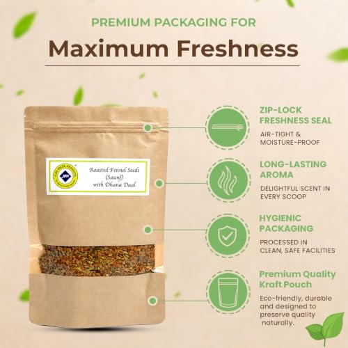 Image of Jyoti Ben's Mukhwas - Roasted Fennel Seeds (Saunf) with Dhana Daal (250gm) |Premium Mukhwas|Digestive Mouth Freshener|After-Meal Snacks|100% Natural|Good For Digestion - 250 Gram | Pack of 2