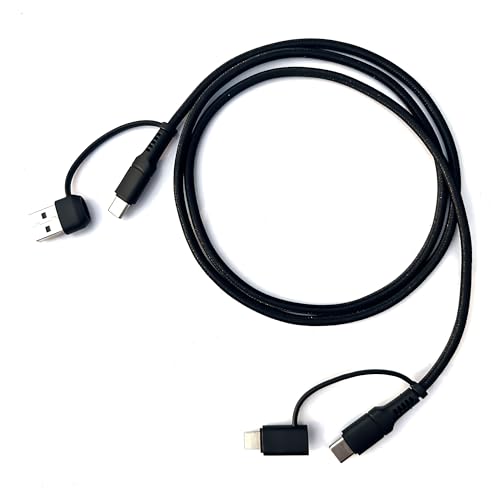 Image of Auto Pearl, 2-Ports Fast Car Charger with 4 in 1 Black Cable, Turbo Charger, Dual USB Compatible with Captiva