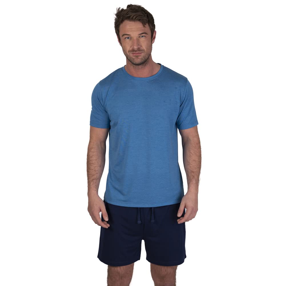Light & Shade Light & Shade LSSET032 Men's Crew Neck T-shirt and Short Pyjama Set, Blue, L