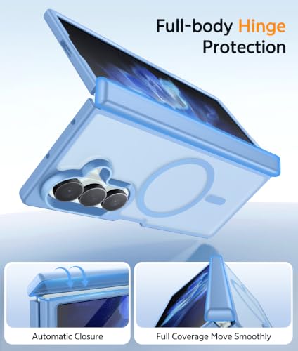 Image of FNTCASE for Samsung Galaxy Z Fold 7 Case: Galaxy Z Fold 8 Ultra Case [Hinge Protection + Screen Protector] [Fit for Magsafe] Military Grade Drop Protective, Translucent Matte Phone Cover - Light Blue