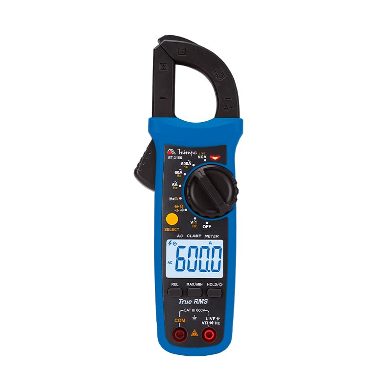 Alicate Amperimetro Digital CATIII 600V Funcao NCV Minipa ET-3155