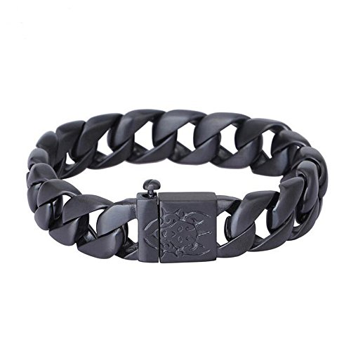 Bracelet homme acier inoxydable 15 mm maillons lourds et brillants style biker