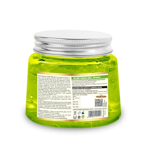 Image of Khadi Organique Pure Natural Aloe Vera Green Gel for Skin, Body & Hair | Hydrating, Nourishing, Moisturizing & Soothing | No Parabens or Mineral Oil | Multipurpose Herbal Gel - 200 gm (Pack of 4)