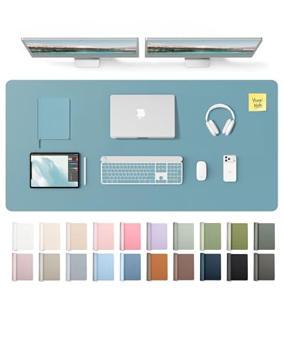 Image of YSAGi Leather Desk Protector, Office Mat, Large Mouse Mat, Non-Slip PU Leather Blotter, Laptop Desk Mat, Waterproof Writing Pad for Office and Home(Aquamarine, 55 inch x 24 inch)