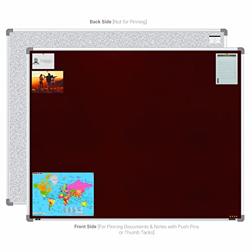 Image of Scholar Art Metis 4x5 Feet Fabric Pin-up Board for Office, Home & School | High Strength Velvet Cloth + High Density Soft Board for Pinning Photos, Sticky Notes & Reminders (Maroon)