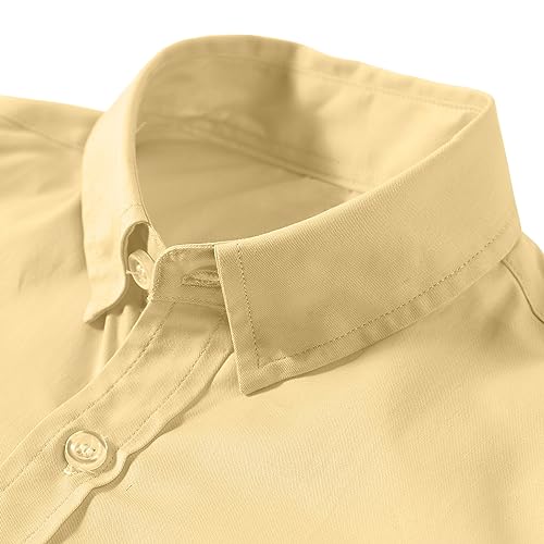 Image of Boys' Button Down Dress Shirts Kids Long Sleeve Solid Collared Uniform Shirt for Toddler Boy (Size 2T-20)