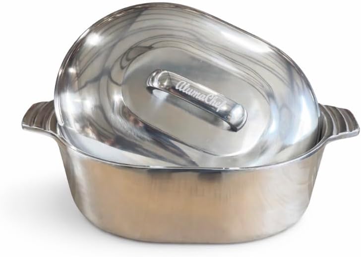 18 Inch Oval Roaster with Lid, Aluminum Roasting Pan with Cover, 6 Inch Depth