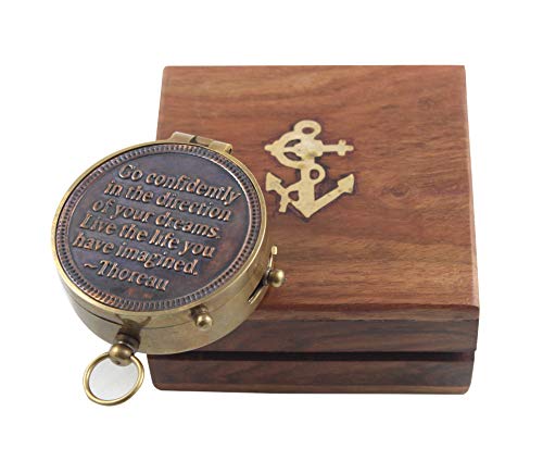 Brújula Marina Vintage de Latón con Caja de Madera miniatura 1