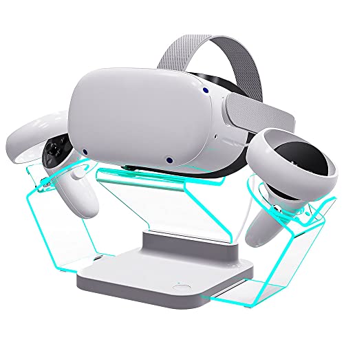 MASiKEN Charging Stand for Oculus Quest 2, Universal Meta Quest Controllers and VR Headset RGB Holder Compatible for HTC Vive, Valve Index, Breathing LED Illuminated Acrylic Floating Design MASiKEN Charging Stand for Oculus Quest 2, Universal Meta Quest Controllers and VR Headset RGB Holder Compatible for HTC Vive, Valve Index, Breathing LED Illuminated Acrylic Floating Design