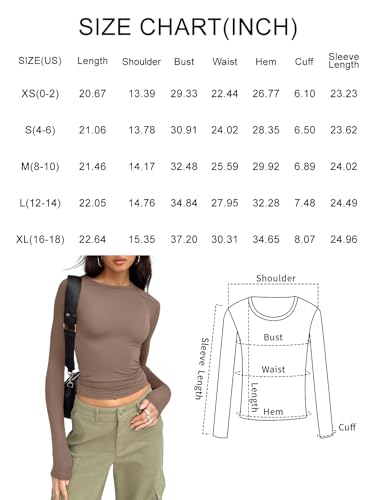 Womens Long Sleeve Shirts Basic Tee Shirt Going Out Y2k Crop Tops Trendy Slim Fit Outfits Cute Fall Fashion Clothes 20252
