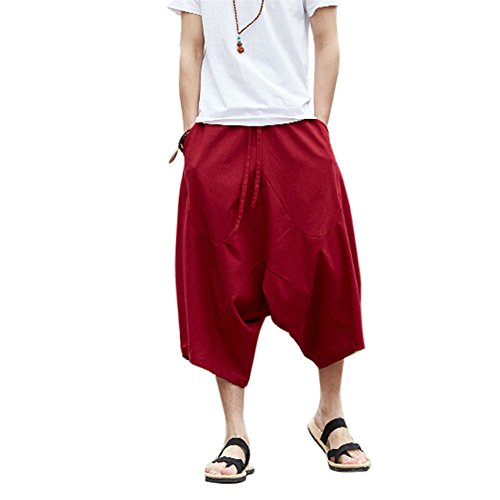 Women’s/Men’s Harem Pants – 100% Cotton Elastic Waist Loose Fit Casual Boho Yoga Lounge Pants