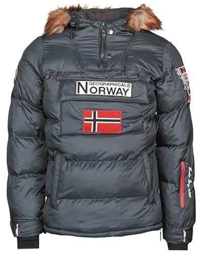 Geographical Norway Bilboquet Men – Parka para hombre, impermeable, gruesa, capucha de piel para exterior, chaqueta cálida, cortavientos, forro exterior, chaqueta para hombre (Gris L)