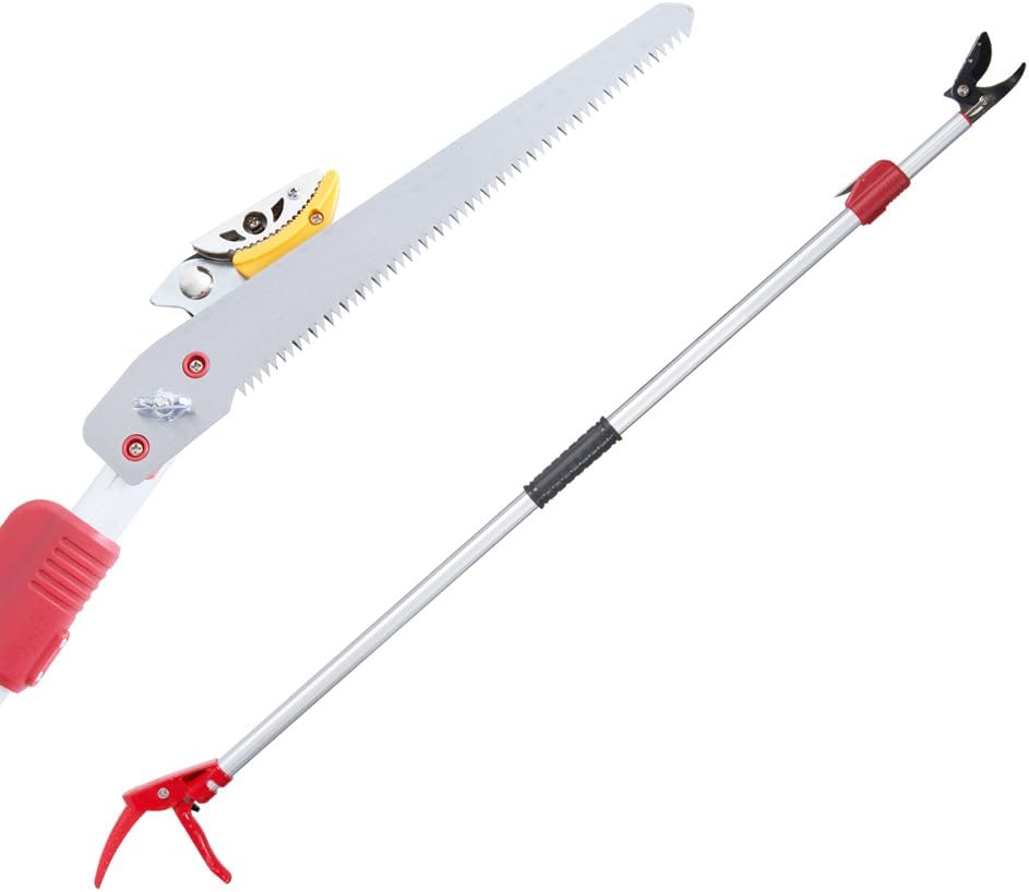 Long Reach Tree Pruner with Telescoping Pole, 3.9-7.2 ft Extendable Fruit Picker, Pruning Saws for Tree or Bypass Trimming (Silver, 3.9~7.2 Ft)