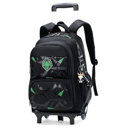 Voici et Voila Mochilas Escolares con Ruedas Carro para Mochilas Trolley Niños Juvenile Mochila Bolsas Escolares 6 Ruedas Mochila Infantil Negro 46x31x20cm