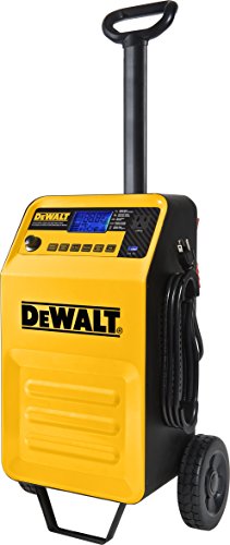 DEWALT DXAEC210 70 Amp Rolling Battery Charger: 210 Amp Engine Start, 2 Amp Maintainer, 120V AC Outlet, 3.1A USB Port, Battery Clamps