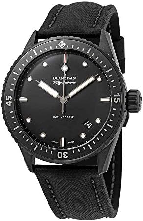 Blancpain Fifty Fathoms Bathyscaphe Automatic Black Dial Black Fabric Men&#39;s Watch 5000-0130-B52A