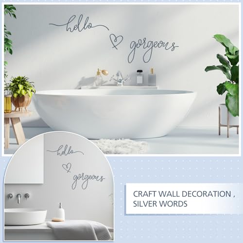 Image of Hicarer Metal Hello Gorgeous Wall Art Minimalist Decor for Bedroom Bathroom Living Room Dressing Room Salon Office Home Decorations Easy to Install Wall Decor(Blue,Classic Style)