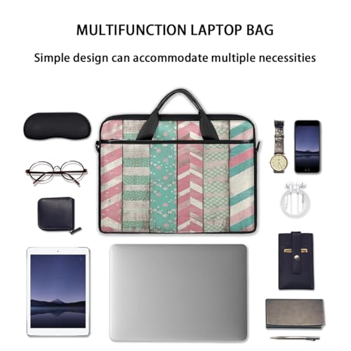 Funda para laptop de 15 pulgadas con diseño geométrico y patrón de tablero de madera, maletín delgado para hombres y mujeres, con correa ajustable para hombro, ideal para oficina, trabajo y viajes miniatura 7