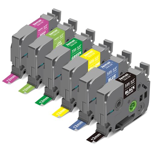 Ruban TZe 12mm pour étiqueteuse Brother - Pack de 6 recharges contre le désordre