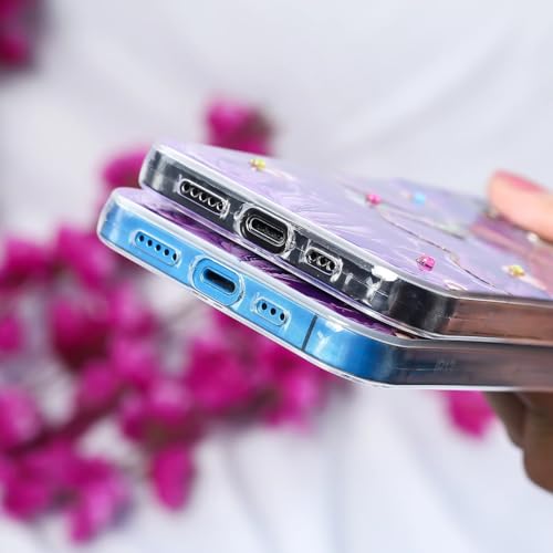 Image of PEEPERLY Back Cover Case for iPhone 13 Pro Max Soft TPU, Shockproof Protective Artful Edition Oil Painted Blossom Phone Case(Pink-Purple)