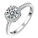 Yuren Womens Vintage White Diamond Silver Engagement Wedding Band Ring (US code 10)