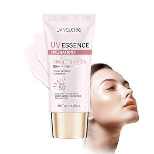 Tinted Sunscreen, Sonnencreme Gesicht SPF 50, Tone up Sunscreen UV-Essenz mit Rosa Effekt, Breitband Sonnenschutz, Feuchtigkeit, Sun Cream Korean einer leichten Textur, 50g