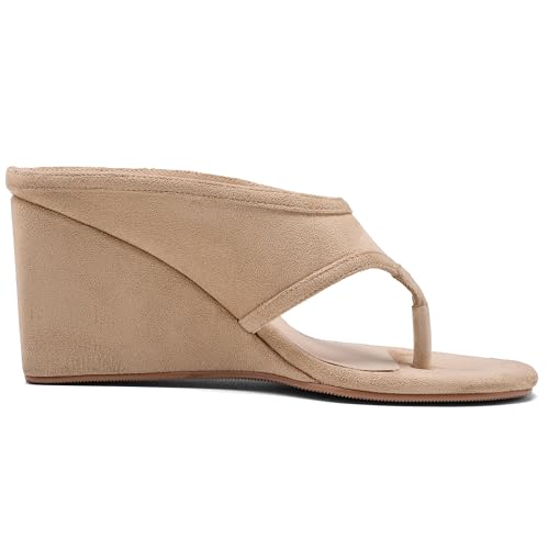 Image of Women's Wedges Heeled Slippers Fabric Heels Slip on Comfy Evening Dress Woven Sandals Square Toe Shoes for Women 3.3 inch Heels
