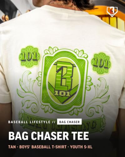 BL101 Youth Bag Chaser Baseball Graphic Tee for Boys - Tan, YL - image 3