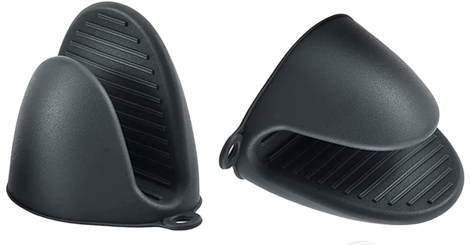FRAVA Silicone Oven Mitts, Pot Holders (Set of Two) - Heat Resistant, Non-Slip, Waterproof, Food Safe, BPA Free, FDA Approved. Perfect For; Cooking, Baking, Grilling, Smoker And BBQ (Black)