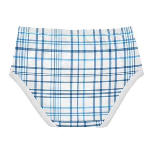 Blue Grid Plaid Girls' Stretchy Triangle Panties Comfort Color for Young Girls in Sizes 2T,3T, 4T, 5T, 6Y and 8Y2